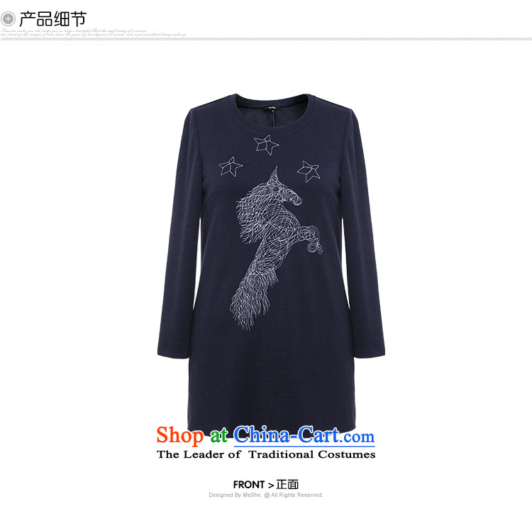 Msshe xl women 2015 new winter clothing embroidered dress shirt MM thick clothes blue 5XL 九龍內地段11118號 picture, prices, brand platters! The elections are supplied in the national character of distribution, so action, buy now enjoy more preferential! As soon as possible.