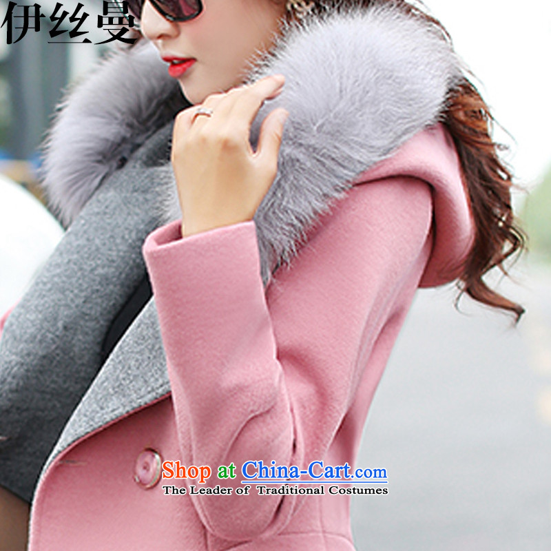 El Wire Cayman 2015 winter clothing new women's gross girls jacket? plush collar cap a wool coat FF5046 pink M, Cayman , , , shopping on the Internet