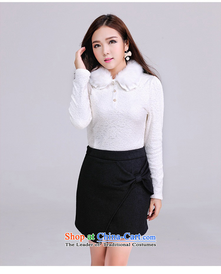 The new 2015 winter thick plus lint-free xl lace shirt collar forming the gross warm sweater long-sleeved shirt thick mm video thin white T-shirt OL large white 5XL approximately 180-200 catty picture, prices, brand platters! The elections are supplied in the national character of distribution, so action, buy now enjoy more preferential! As soon as possible.
