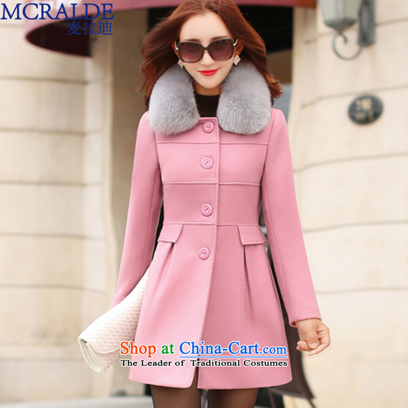 Mr Vladimir 2015 autumn and winter new gross girls jacket? Long Korean Sau San video thin hair a wool coat girl and pink 605.2?M
