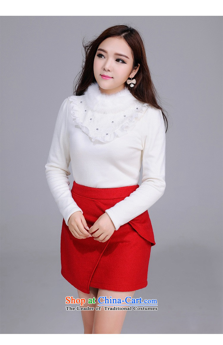 The new 2015 winter thick large Knitted Shirt collar warm plus gross lint-free long-sleeved shirt thick white T-shirt, forming the mei OL temperament woolen shirt white 5XL T-shirt approximately 180-200 catty picture, prices, brand platters! The elections are supplied in the national character of distribution, so action, buy now enjoy more preferential! As soon as possible.