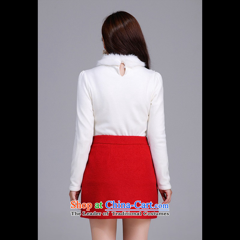 The new 2015 winter thick large Knitted Shirt collar warm plus gross lint-free long-sleeved shirt thick white T-shirt, forming the mei OL temperament woolen shirt white 5XL T-shirt about 180-200, land is of Yi , , , shopping on the Internet