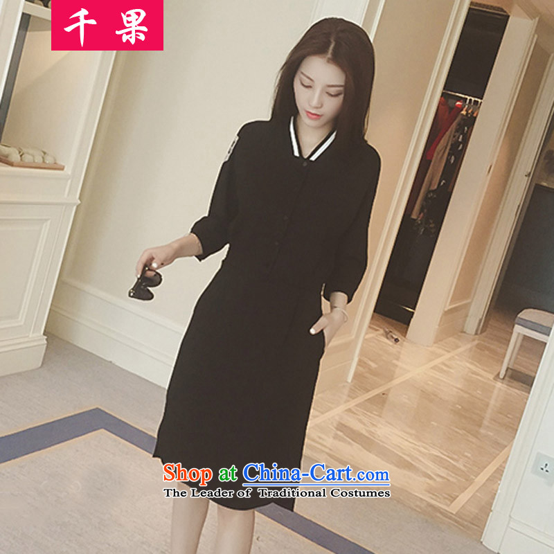 Thousands of fruit xl female thick mm autumn replacing Foutune of dresses 2015 Graphics thin package thick sister and skirts and long), forming the Netherlands 200 catties 128 long-sleeved black velvet XXL, plus thousands of fruit (QIANGUO) , , , shopping