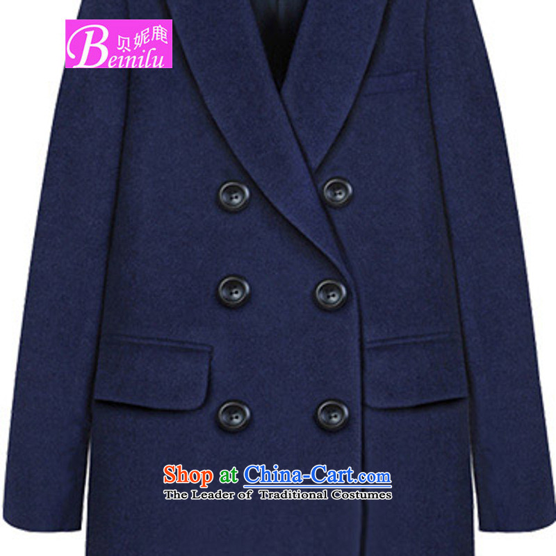 Connie Deer 2015 Addis Ababa Fall/Winter Collections new dark double-windbreaker western style gross women in the jacket? long loose coat dark blue XL, Addis Ababa Connie deer (beinilu) , , , shopping on the Internet