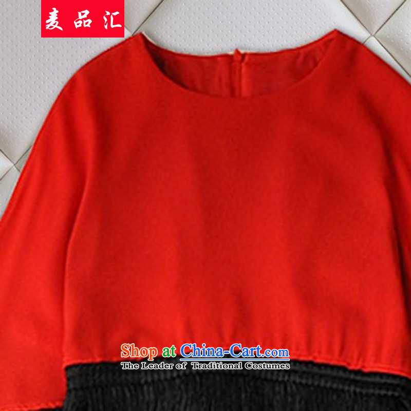 Mr products fall thick mm load sinks 2015 new xl female loose video thin edging dresses thick solid catty 200 sister Netherlands 9169 red with a black 5XL recommendations 175-220, Mr Hui has been pressed, online shopping