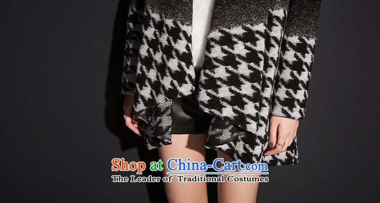 (Non-dual 12 pre-sale @ 7- Pearl 2015 autumn and winter new gradient chidori grid long coats of black women? L picture, prices, brand platters! The elections are supplied in the national character of distribution, so action, buy now enjoy more preferential! As soon as possible.