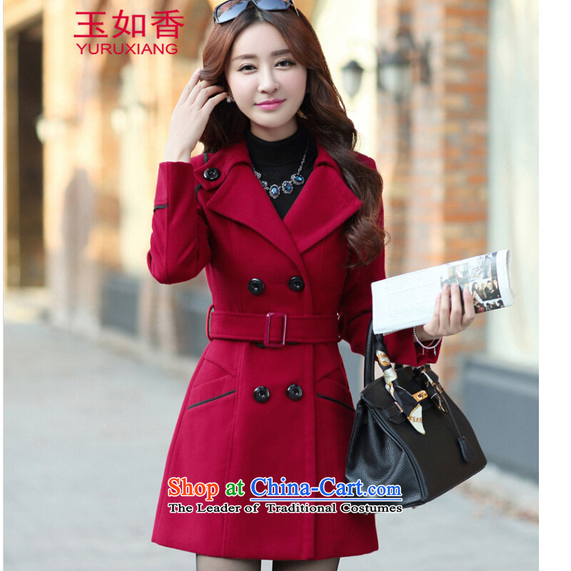 Yuk-yu Heung 2015 autumn and winter new Korean Sau San thick hair? Long butted larger gross coats cashmere sweater? wine red XL, Yuk-yu-hyang (YURUXIANG) , , , shopping on the Internet