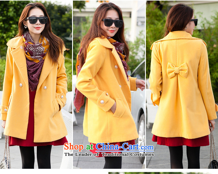 Morning to 2015 autumn and winter large new women's double-Twine Bow Knot coats gross? pure color is simple and stylish cashmere overcoats 3XL turmeric yellow jacket recommendations 155-165 catty picture, prices, brand platters! The elections are supplied in the national character of distribution, so action, buy now enjoy more preferential! As soon as possible.