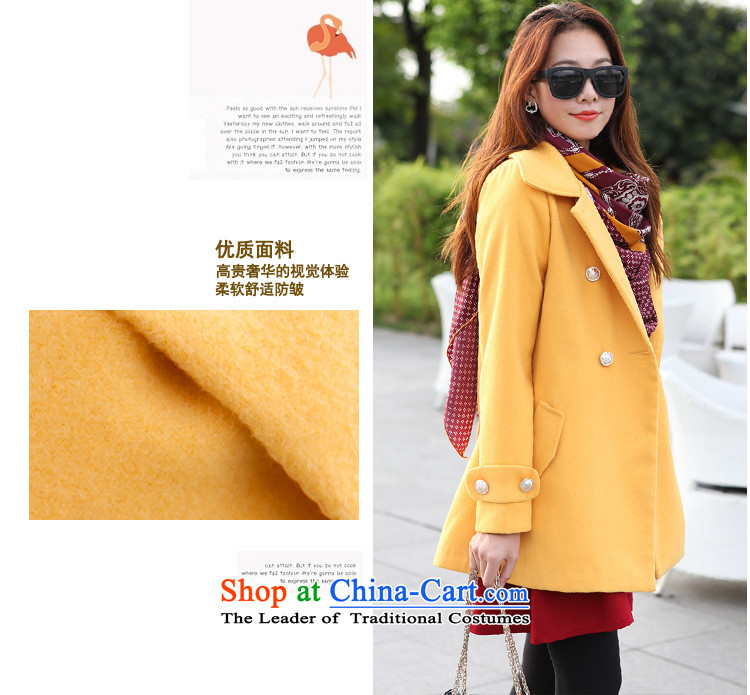 Morning to 2015 autumn and winter large new women's double-Twine Bow Knot coats gross? pure color is simple and stylish cashmere overcoats 3XL turmeric yellow jacket recommendations 155-165 catty picture, prices, brand platters! The elections are supplied in the national character of distribution, so action, buy now enjoy more preferential! As soon as possible.