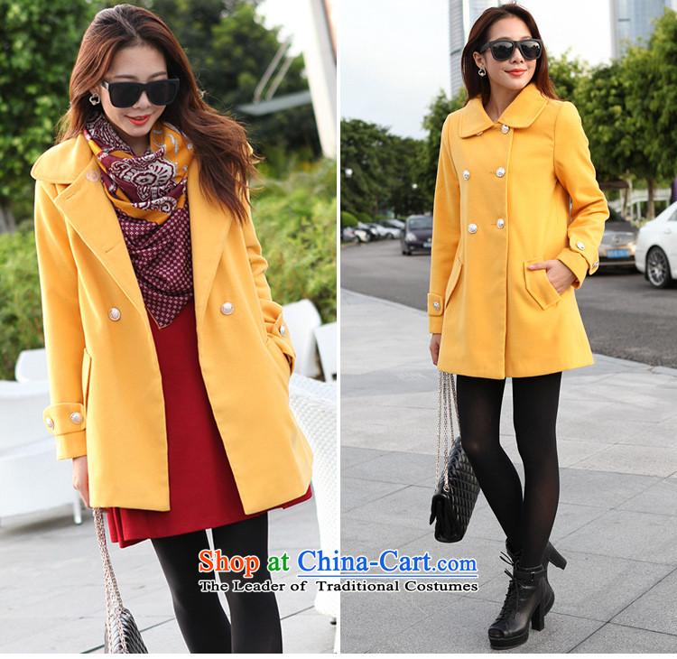 Morning to 2015 autumn and winter large new women's double-Twine Bow Knot coats gross? pure color is simple and stylish cashmere overcoats 3XL turmeric yellow jacket recommendations 155-165 catty picture, prices, brand platters! The elections are supplied in the national character of distribution, so action, buy now enjoy more preferential! As soon as possible.