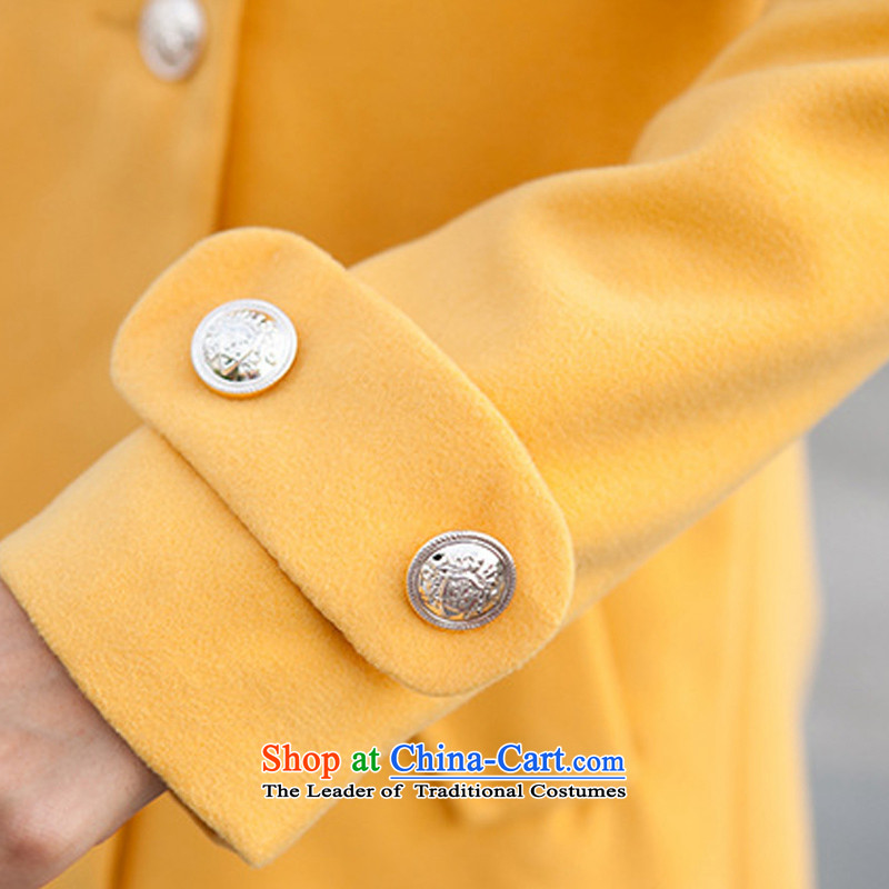 Morning to 2015 autumn and winter large new women's double-Twine Bow Knot coats gross? pure color is simple and stylish cashmere overcoats 3XL turmeric yellow jacket recommendations, morning be 155-165 , , , shopping on the Internet