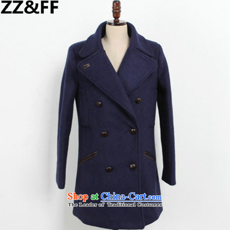 2015 Autumn and winter thickened Zz&ff larger autumn and winter female thick mm200 catty, double-gross a wool coat wind jacket5258 Blue XXXXLL( recommendations 160-180 catty ),ZZ&FF,,, shopping on the Internet