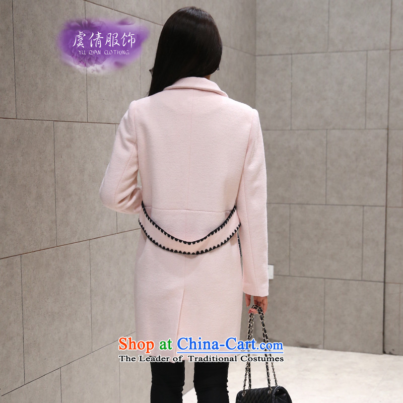 Yu Chien YQ 2015 new Korean female decorated wool coat who? graphics thin double-medium to long term)? Y343 sub-pink dress (Chien Yu Yunyao XL, YU QIAN) , , , shopping on the Internet