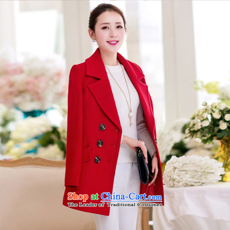 In 2015, Priority Club Fall/Winter Collections new Korean reverse collar double-a long coats in sweet? jacket girls Sau San Mao SA pink , L, Yue and shopping on the Internet has been pressed.
