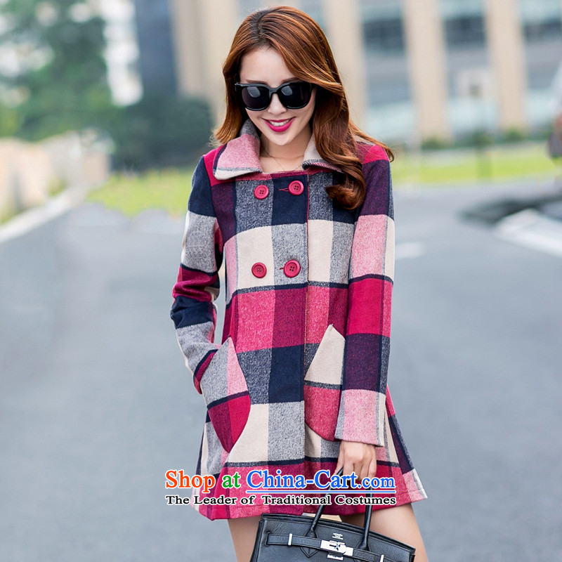 In 2015, at the autumn and winter new Korean double-checked in gross? jacket long a wool coat SA picture color XL, Yue and shopping on the Internet has been pressed.