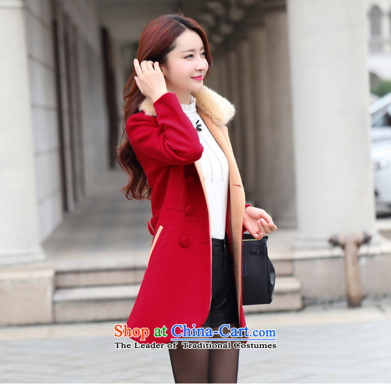 La4 of the   2015 Fall/Winter Collections in the new Korean long hair? overcoat  9978 Red L picture, prices, brand platters! The elections are supplied in the national character of distribution, so action, buy now enjoy more preferential! As soon as possible.