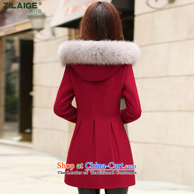 First, The Ascott gross?   in the winter coats female long hair? female Korean jacket ZLG02 Cherry Red , L'ZILAIGE (purple) , , , shopping on the Internet