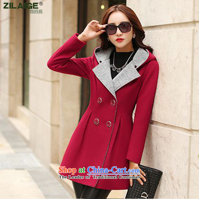 First, The Ascott gross?   in the winter coats female long hair? female Korean jacket ZLG02 Cherry Red , L'ZILAIGE (purple) , , , shopping on the Internet