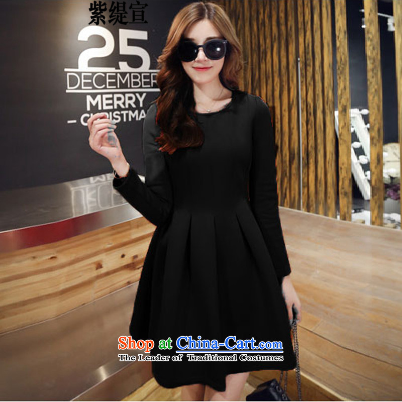 The first declared as autumn and winter new thick mm thin extra graphics Sau San female thick sister long-sleeved a field, forming the dresses?Q7072 black?5XL around 922.747 180-200