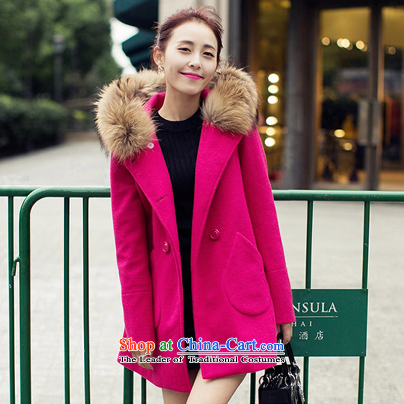 In the autumn of Yue new gross? double-jacket Korean version long overcoat SA in the Red M