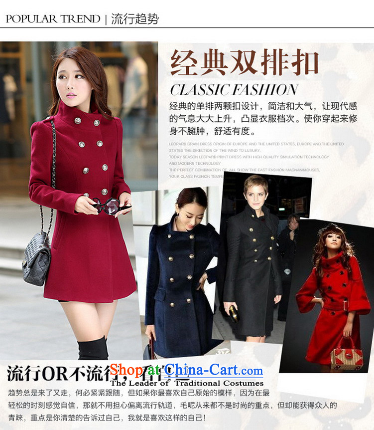 Ahn Hee's 2015 Fall/Winter Collections new Korean version of large numbers of new products in the long-sleeved long double-coats a gross? jacket female wine red M picture, prices, brand platters! The elections are supplied in the national character of distribution, so action, buy now enjoy more preferential! As soon as possible.