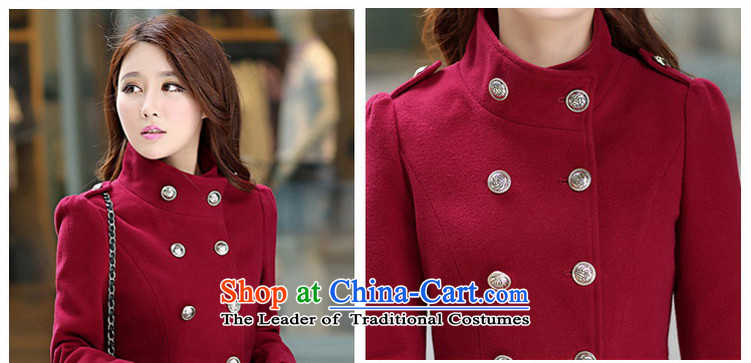 Ahn Hee's 2015 Fall/Winter Collections new Korean version of large numbers of new products in the long-sleeved long double-coats a gross? jacket female wine red M picture, prices, brand platters! The elections are supplied in the national character of distribution, so action, buy now enjoy more preferential! As soon as possible.