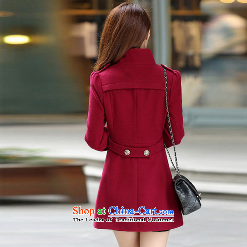 Ahn Hee's 2015 Fall/Winter Collections new Korean version of large numbers of new products in the long-sleeved long double-coats a gross? jacket female wine red M, Ahn Hee (anjier) , , , shopping on the Internet