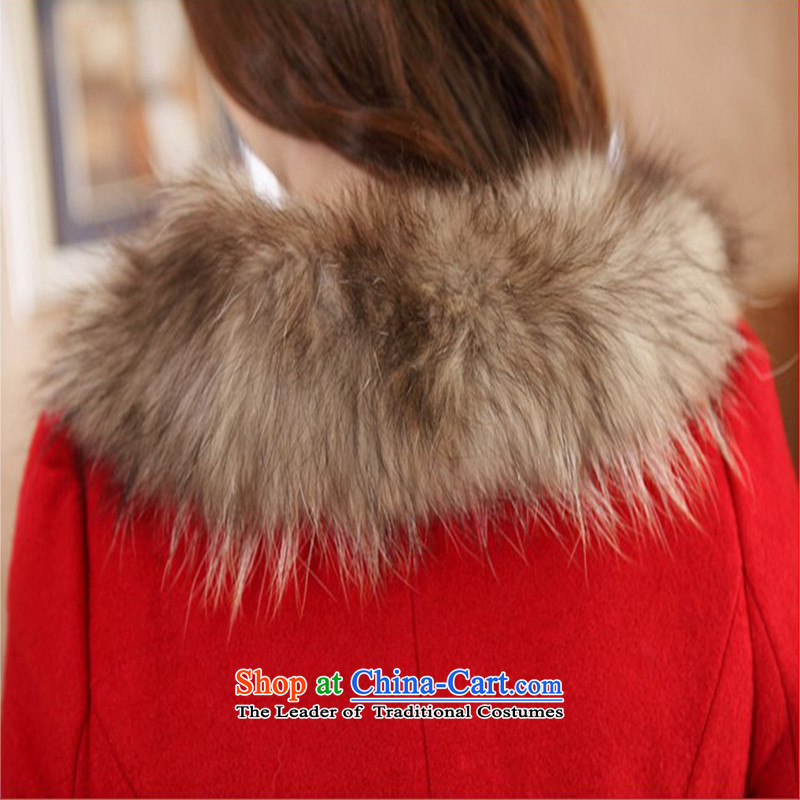 Send Mia 2015 Fall/Winter Collections new Korean female decorated in the body of this wind jacket wool a wool coat jacket female red , L, dispatch Mia (PAIMIYA) , , , shopping on the Internet