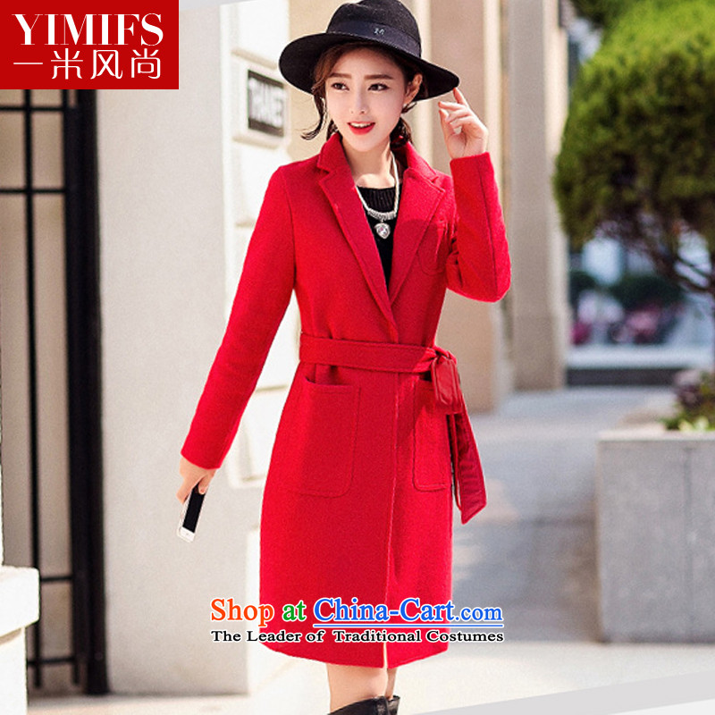 One meter by 2015 winter clothing new style for women Korean fashion lapel Sau San a wool coat with a medium to long term gross red jacket??XL