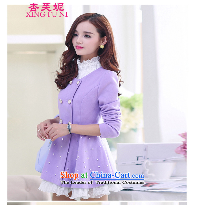All Daphne 2015 autumn and winter new Korean female jacket is   Gross double-lace under the medium to long term, a wool coat purple M all Daphne , , , shopping on the Internet