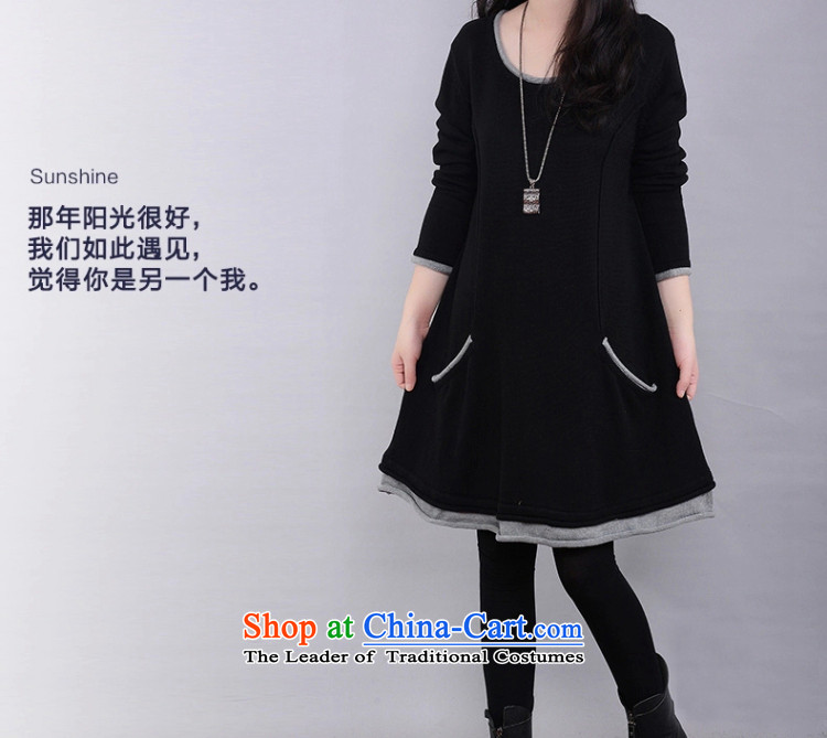2015 Fall/Winter Collections Korean version of large numbers of ladies thick MM loose, Hin thin, thick thick sister in long thick plus long-sleeved skirt wear wool 200 catties dresses XXXL Blue Photo, prices, brand platters! The elections are supplied in the national character of distribution, so action, buy now enjoy more preferential! As soon as possible.