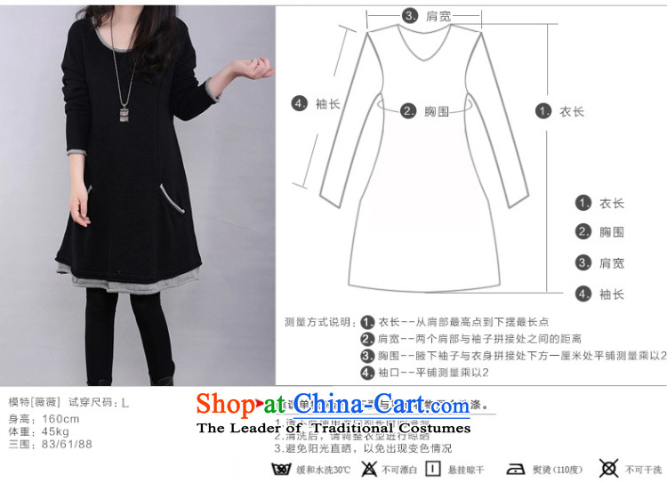 2015 Fall/Winter Collections Korean version of large numbers of ladies thick MM loose, Hin thin, thick thick sister in long thick plus long-sleeved skirt wear wool 200 catties dresses XXXL Blue Photo, prices, brand platters! The elections are supplied in the national character of distribution, so action, buy now enjoy more preferential! As soon as possible.