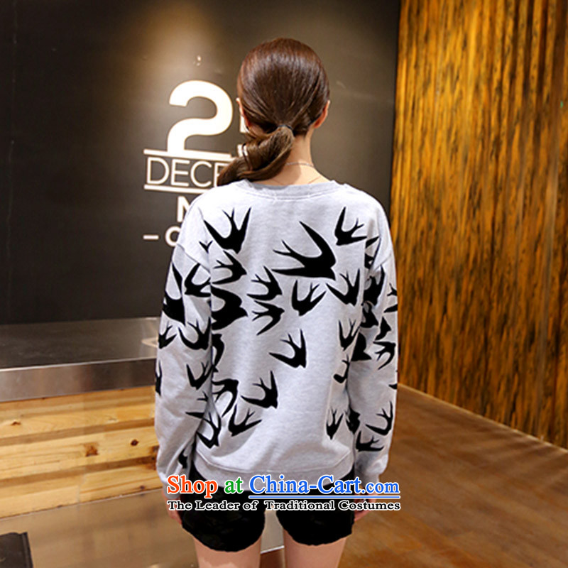 2015 Autumn and winter Zz&ff new liberal large long-sleeved Pullover sweater female  skt gray XXL,ZZ&FF,,, shopping on the Internet