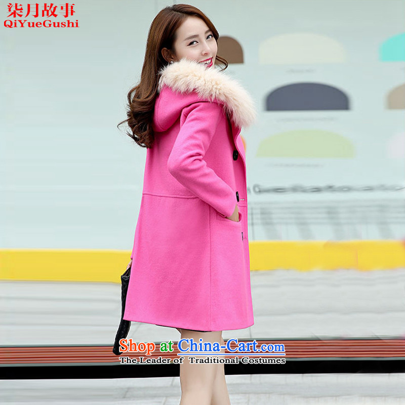 Nt 2.7 on 2015 autumn and winter story new coats Korean gross?   in the thin long graphics)? sub jacket female 801 DEEPPINK M, Tsat story on shopping on the Internet has been pressed.