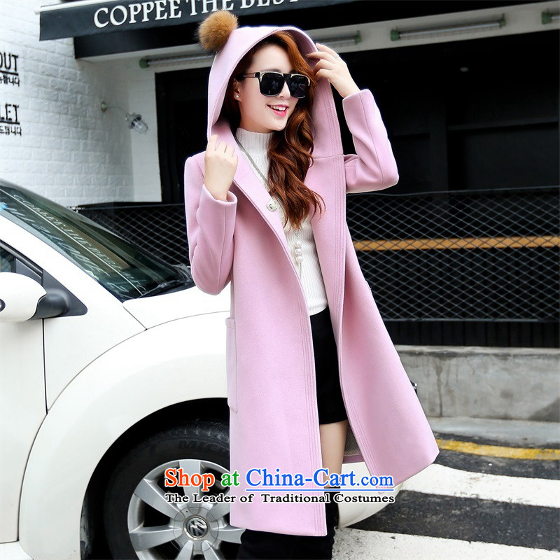 8po gross? 2015 autumn and winter coats female Korean version of the new long cap cashmere overcoat thick double-side coats XXL, Light Gray Silk Park shopping on the Internet has been pressed.