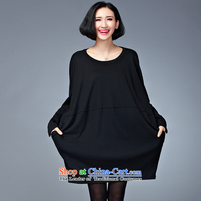 Elisabeth Wa King Card Code entered into thick people female to female xl 200 catties loose video shirt thin women's tee stylish large Fat MM long-sleeved T-shirts black large numbers are Code 100 to 260 catties can wear, Elisabeth wa concluded card (SHAW