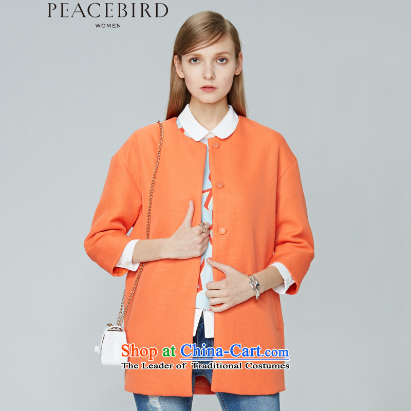 Women Peacebird 2015 winter clothing new products _CIS_ Lok shoulder coats A1AA44110 Orange?S