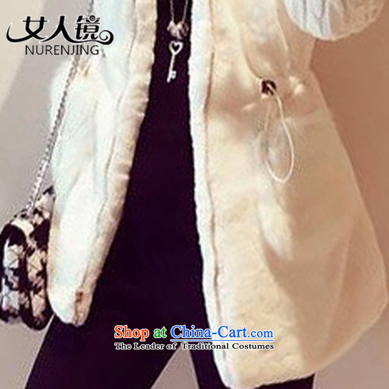 Women 2015 autumn and winter mirror new stylish classic knitting stitching plush thick cap jacket #G8894 white woman S mirror (nurenjing) , , , shopping on the Internet