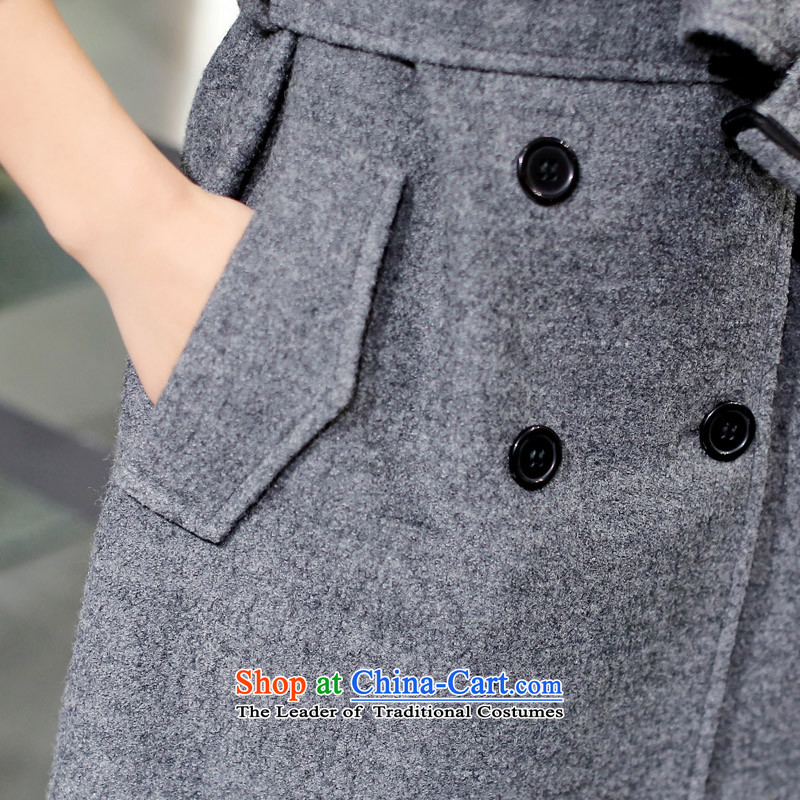 Indemnity riels 2015 autumn and winter new gross girls jacket? Long Korean Sau San? coats, double-light gray overcoat so gross L, bridging riels shopping on the Internet has been pressed.