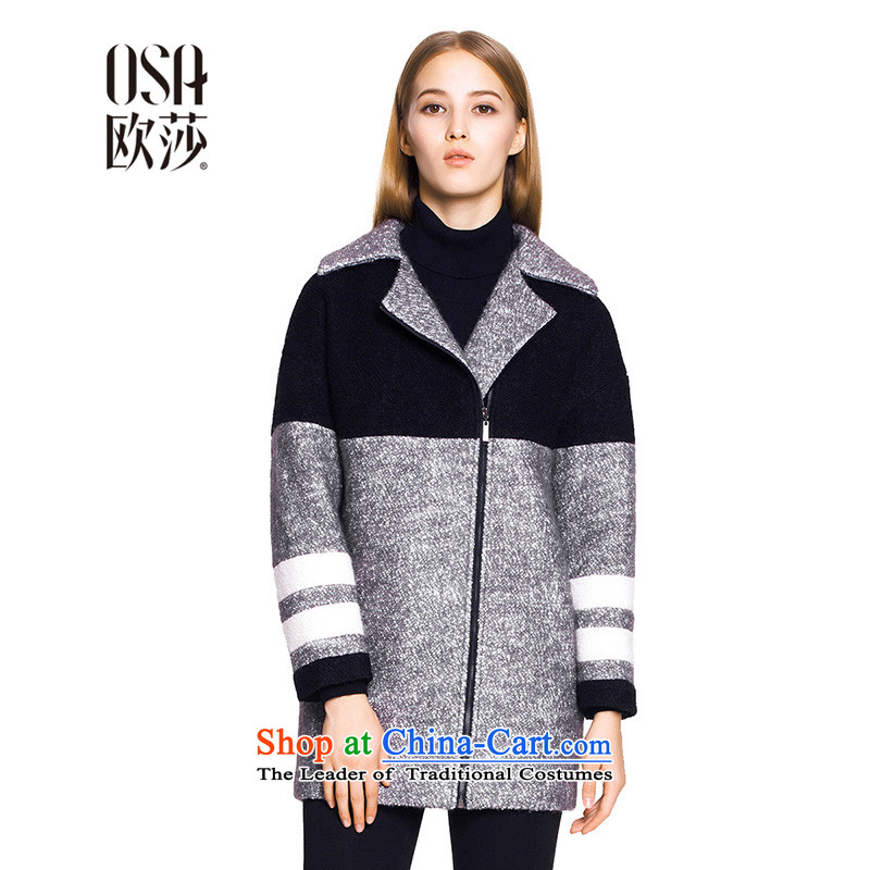 The OSA EURO 2015 Elizabeth winter in new women's long stitching gross coats jacket female S115D21013? Spend gray?XS