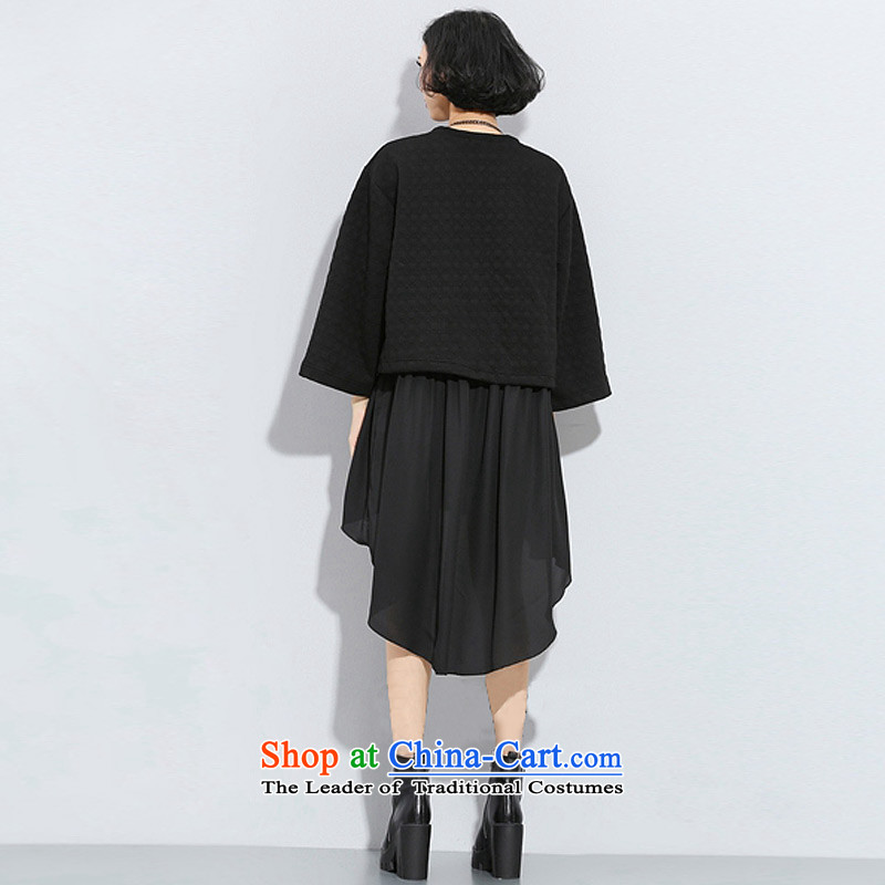 The staff of the Advisory Committee this autumn and winter load to increase women's code in mm thick long sweater stitching chiffon plain colored false two kits dresses, are relaxd black dream of El advisory (mmys) , , , shopping on the Internet