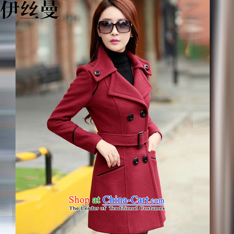 El Wire Cayman 2015 Fall/Winter Collections for women won the new version of the Sau San butted long hair?)? a wool coat GD6916 wine red M, Cayman , , , shopping on the Internet