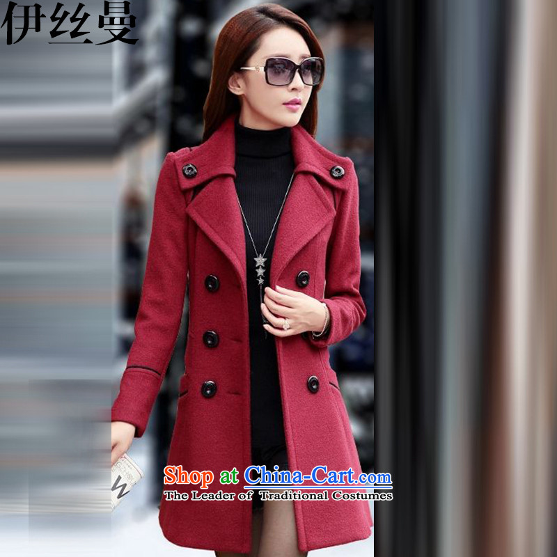 El Wire Cayman 2015 Fall/Winter Collections for women won the new version of the Sau San butted long hair?)? a wool coat GD6916 wine red M, Cayman , , , shopping on the Internet