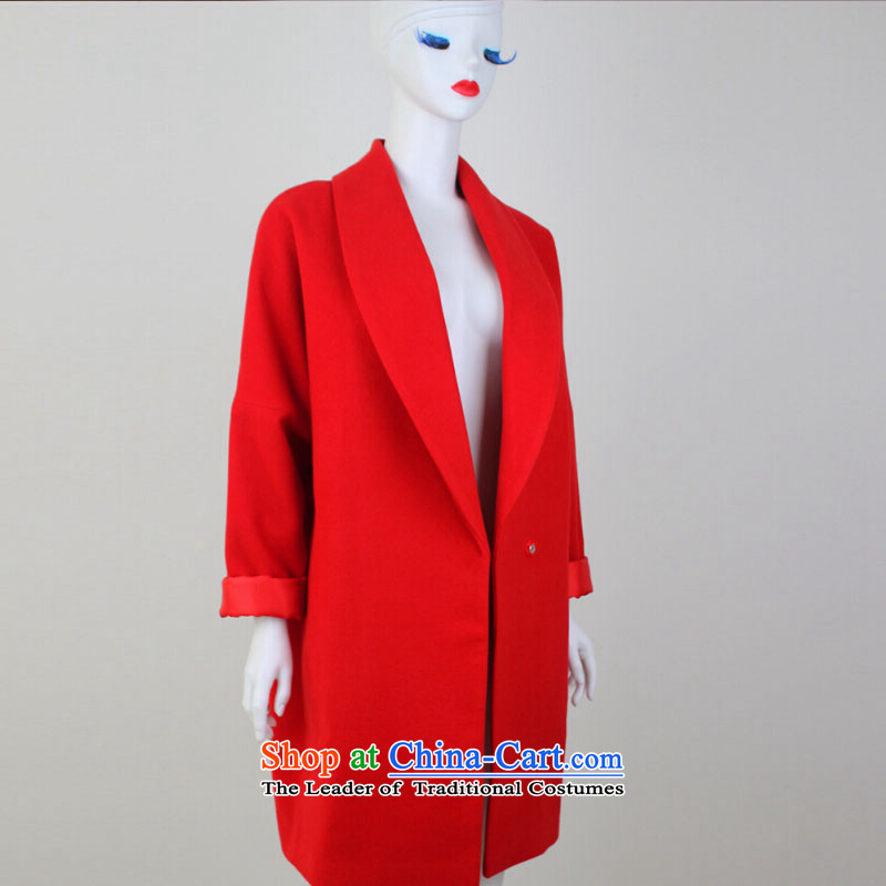 Min-winter 2015 Korean version of the cashmere cloak-thick cotton wool coat women so Sau San RED M MIN KIOSK.... shopping on the Internet