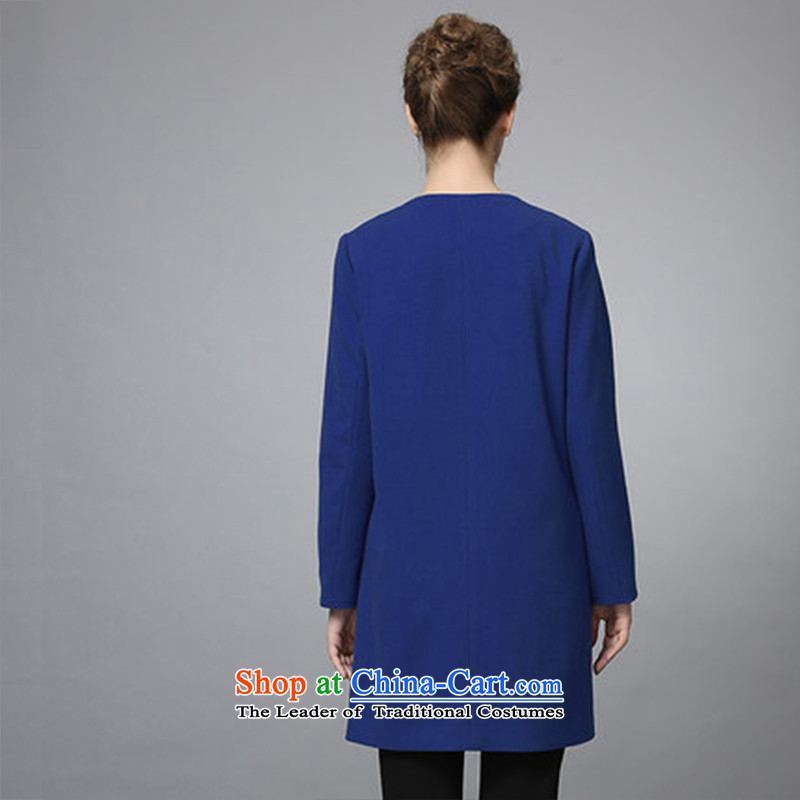 The former Yugoslavia Migdal cooked large 2015 autumn and winter new stylish round-neck collar thin solid color graphics Sau San 354041412 5XL, blue jacket for the Former Yugoslavia Mak , , , shopping on the Internet