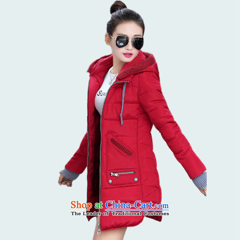 2015 Autumn and Winter Korea MEISUDI version of large numbers of ladies thick and long warm and stylish with cap thin cotton jacket Sau San video downcoat black 6XL, MISO (MEISUDI) , , , shopping on the Internet