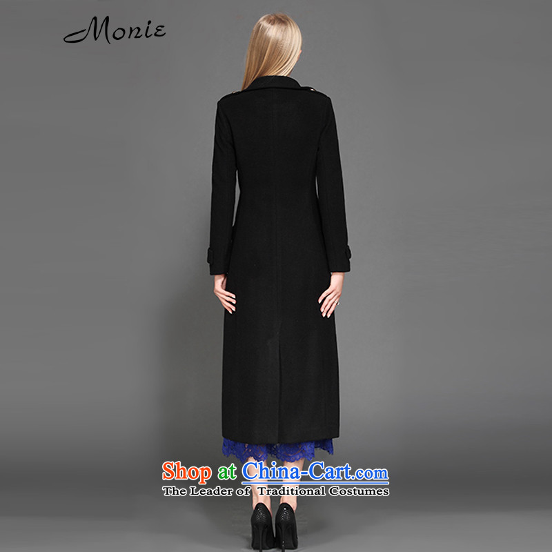 Monie 2015 winter clothing new Korean double-Aura-long hair Sau San? jacket woolen coat M5751 female black l,monie,,, shopping on the Internet