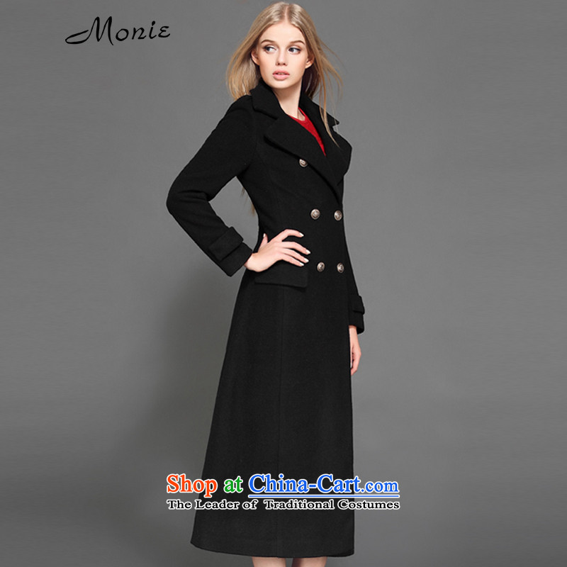 Monie 2015 winter clothing new Korean double-Aura-long hair Sau San? jacket woolen coat M5751 female black l,monie,,, shopping on the Internet