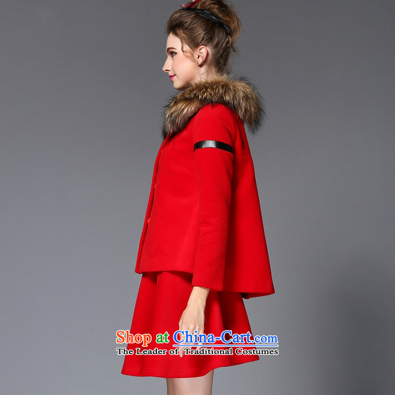 2015 Autumn and winter sea from new product codes for women in Europe Two Kits For Gross Gross? A field like Susy Nagle jacket body skirt kit Q221 female Red Sea wing (seaying 2XL,) , , , shopping on the Internet