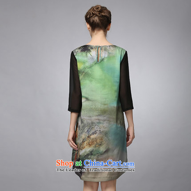 The former Yugoslavia Migdal cooked larger fall 2015 new stamp in round-neck collar cuff dresses 353106222 6XL, green in the former Yugoslavia has been pressed Mak shopping on the Internet
